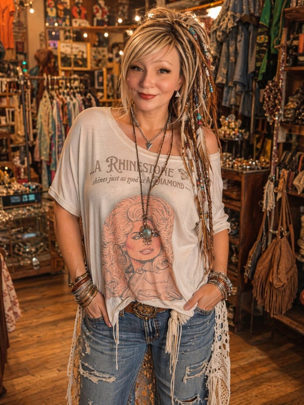 Dolly Parton Vintage-Style Graphic Tee – “A Rhinestone Shines Just as Good as a